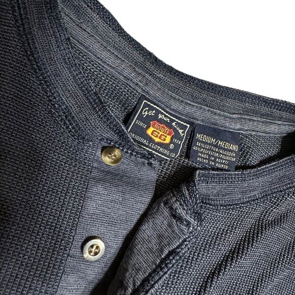 Route 66 Distressed Blue Henley - Picture 4 of 9